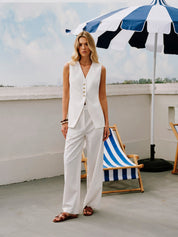 Jula linnen cardigan met knoopsluiting, ademende stof voor dames