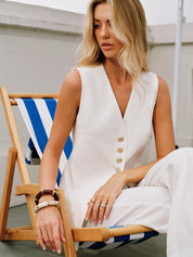 Jula linnen cardigan met knoopsluiting, ademende stof voor dames