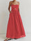 Red maxi dress with cutout detail front view