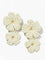 White woven raffia double flower drop earrings front view