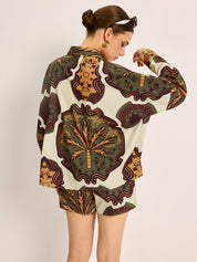 Luxe summer set with vintage print, back view