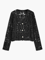 Black crochet cardigan front view