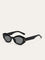 Sunglasses black geometric frame with gold accents front view