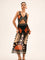 Maxi dress with cutouts and tropical print front view