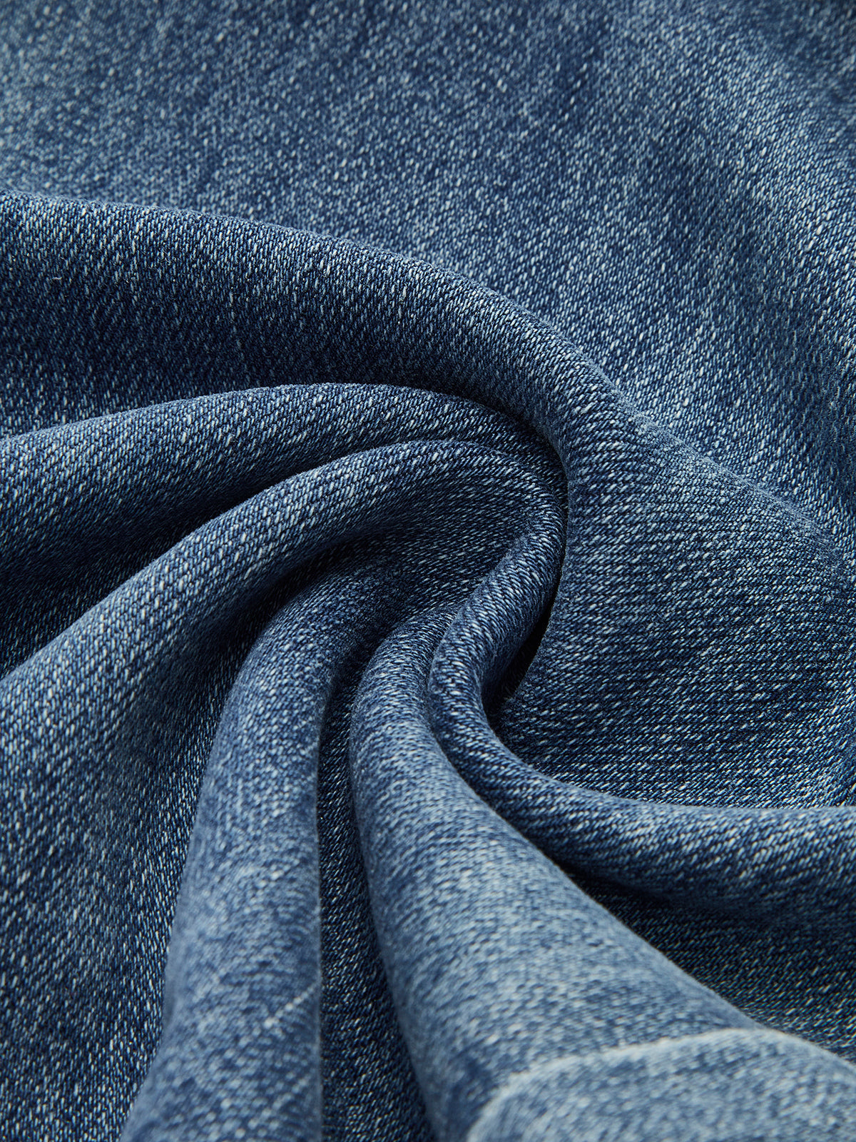 Jeans blauw stretch stof detail shot