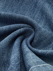 Jeans blauw stretch stof detail shot