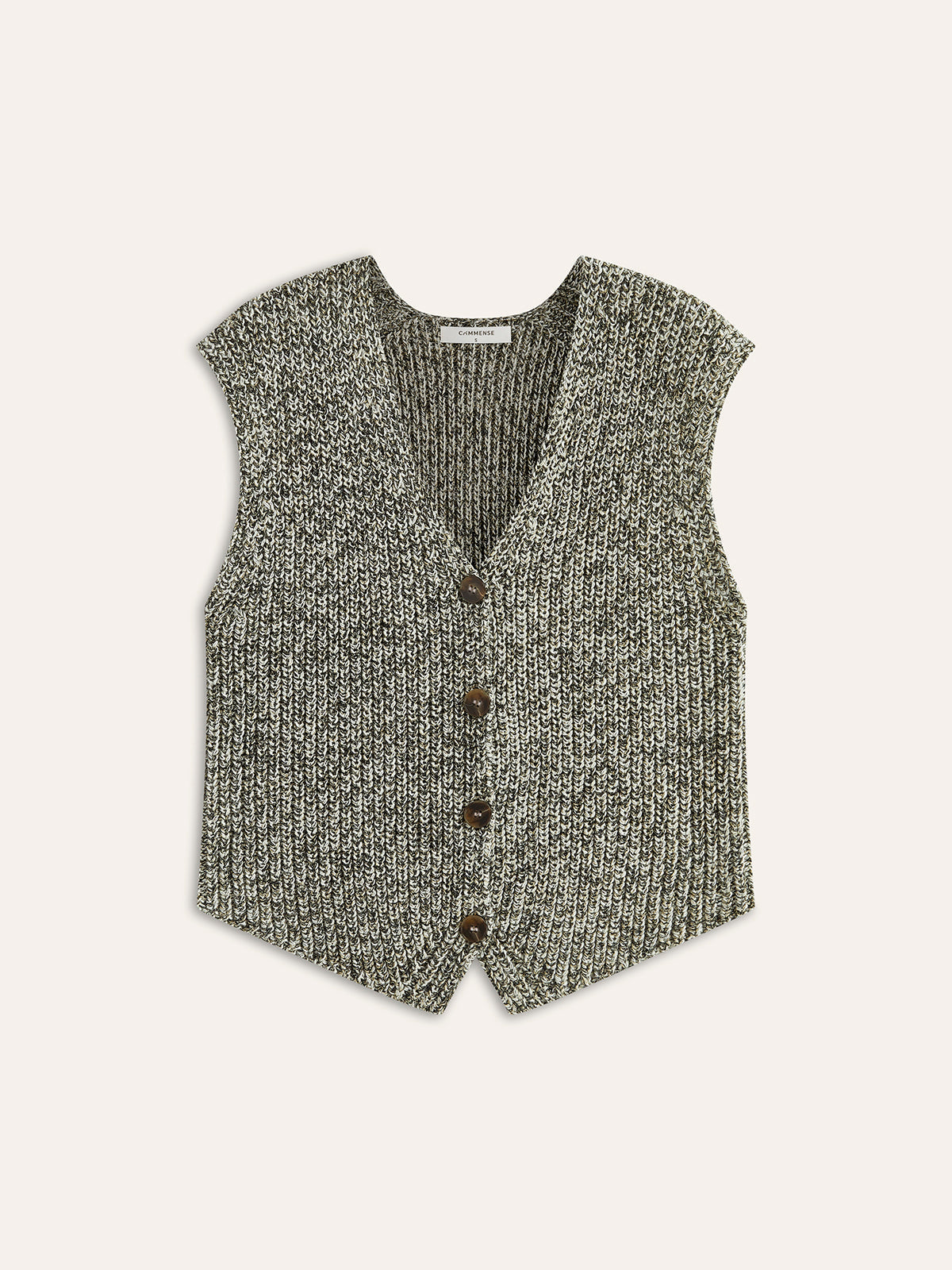 Knitted sleeveless vest gray flat lay front view