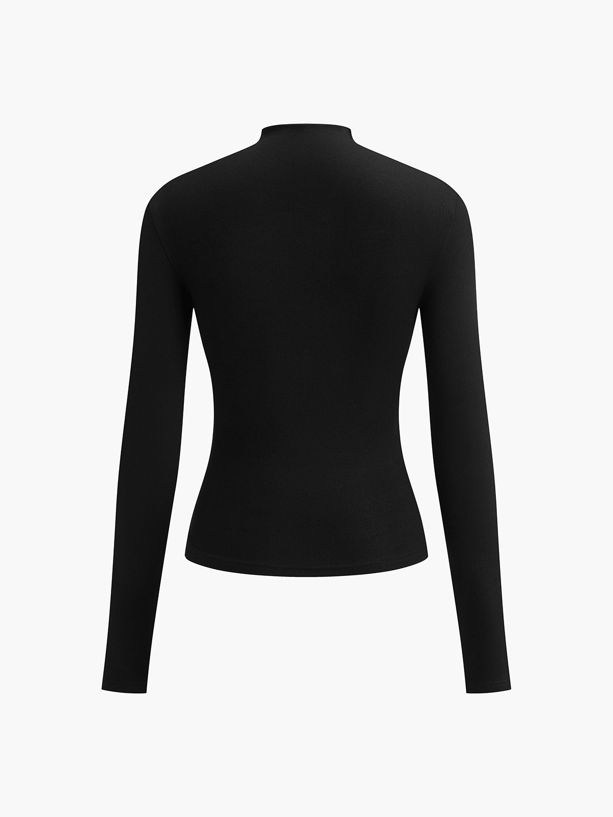 Black top with ruched draping back view