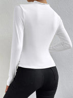 White top with ruched draping back view