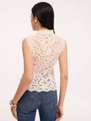 Cream lace blouse with pearl buttons back view