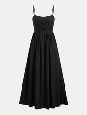 Black maxi dress with cutout detail studio side view