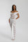 White lace off-shoulder dress front view