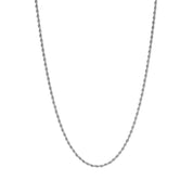 Silver twisted rope necklace front view