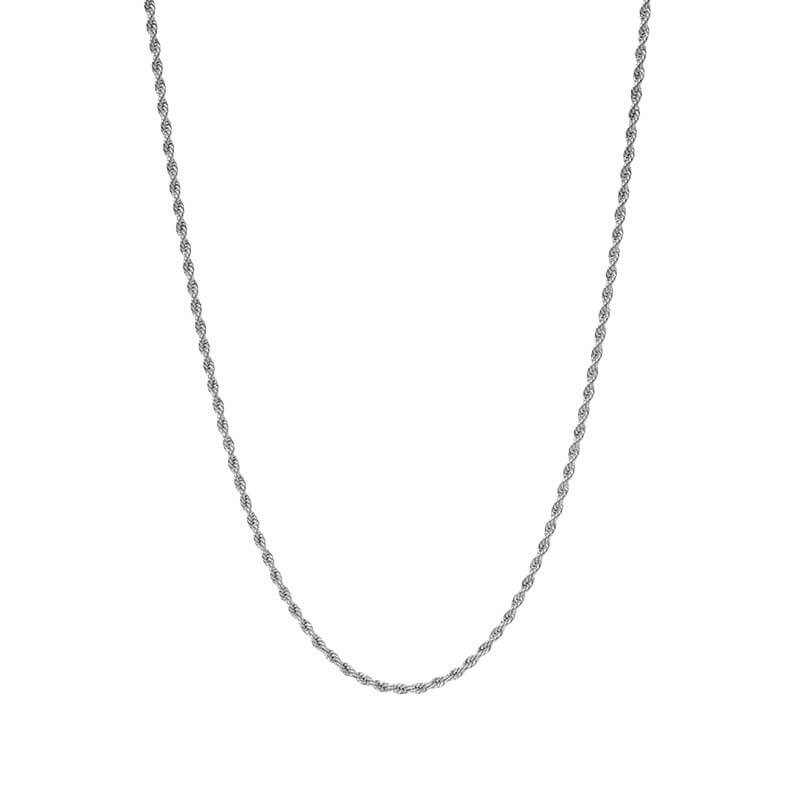 Silver twisted rope necklace front view