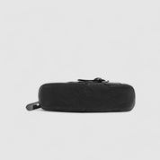 Black leather shoulder bag with buckle details bottom view