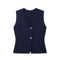 Mouwloze gilet top donkerblauw met gouden knopen vooraanzicht
