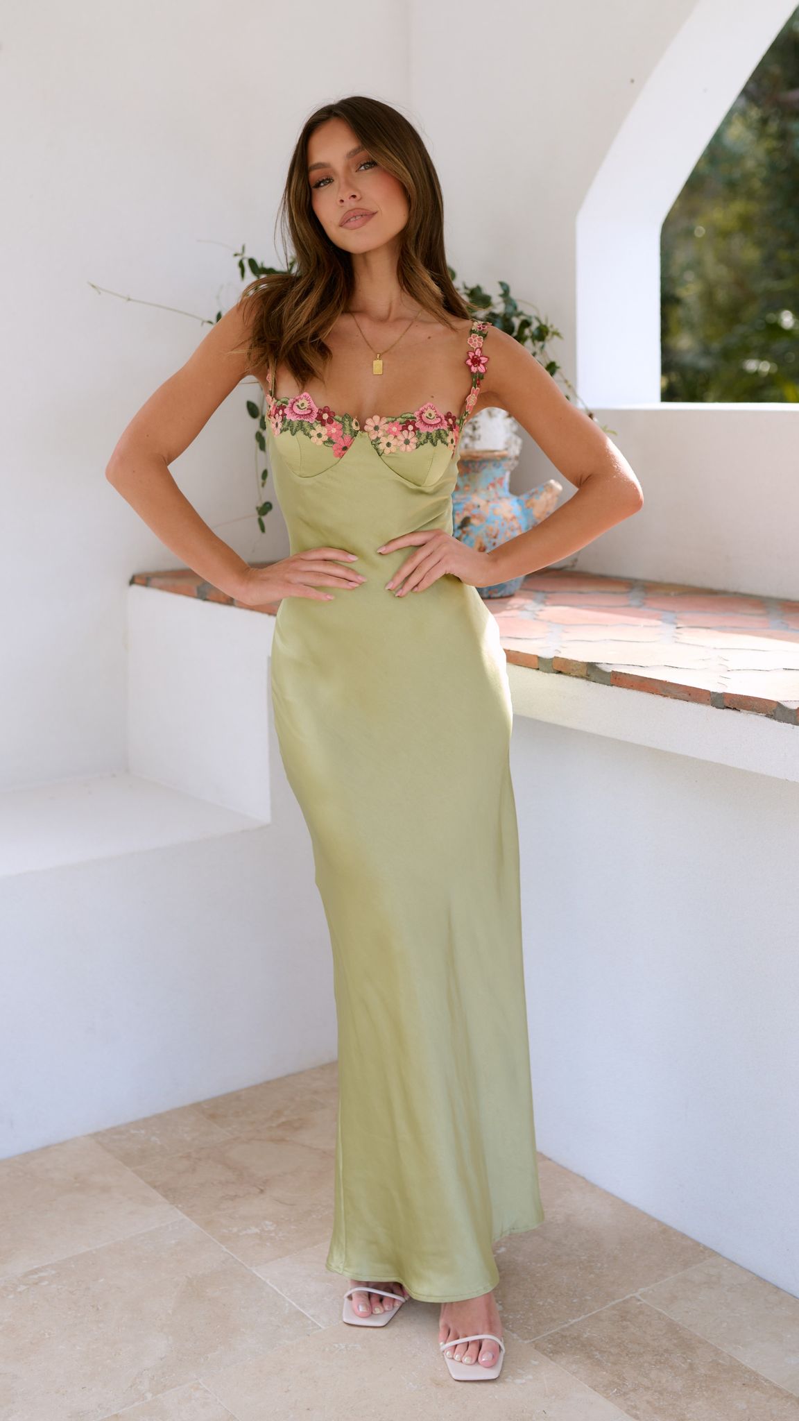 Bloemengeborduurde Maxi Jurk | Elegante Lange Jurk Dames 0