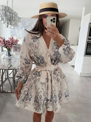 Bloemenprint V-Hals Damesjurk | Elegante Zomerjurk 0