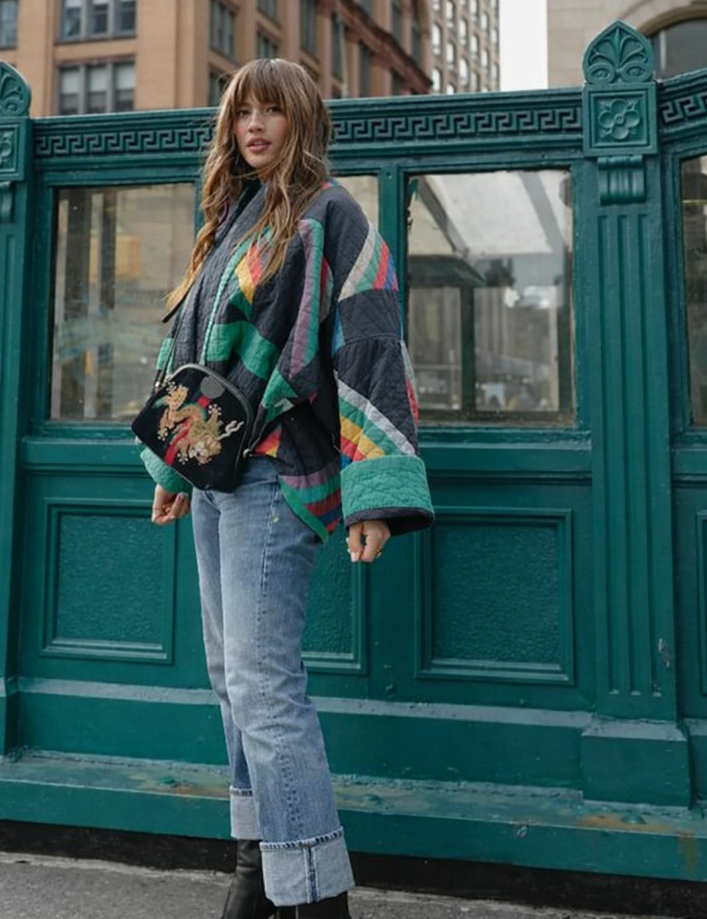 Oversized vest dames multicolor quilted side view