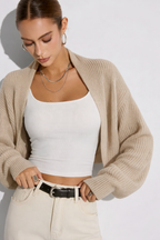 Sweater vest beige ribbed knit front view