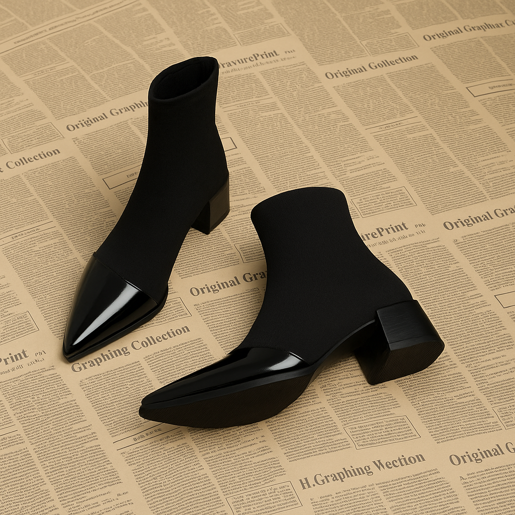 Sanai | Enkellaarsjes met Lakdetails & Blokhak