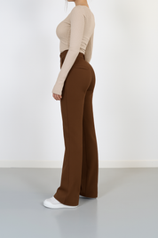 Eliza Wijde Pijp Pantalon met Sierlijk Naaddetail voor dames