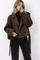 Brown wool jacket with belt front view