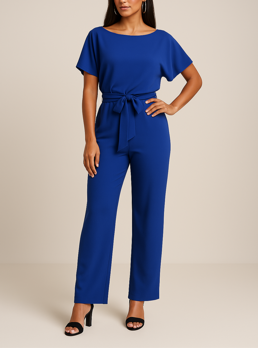 Brecht Wijdvallende jumpsuit met strikceintuur en elegante pijpen voor dames