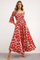Maxi dress red floral print off-shoulder front view