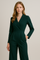 Dames jumpsuit donkergroen met elastische taille front view