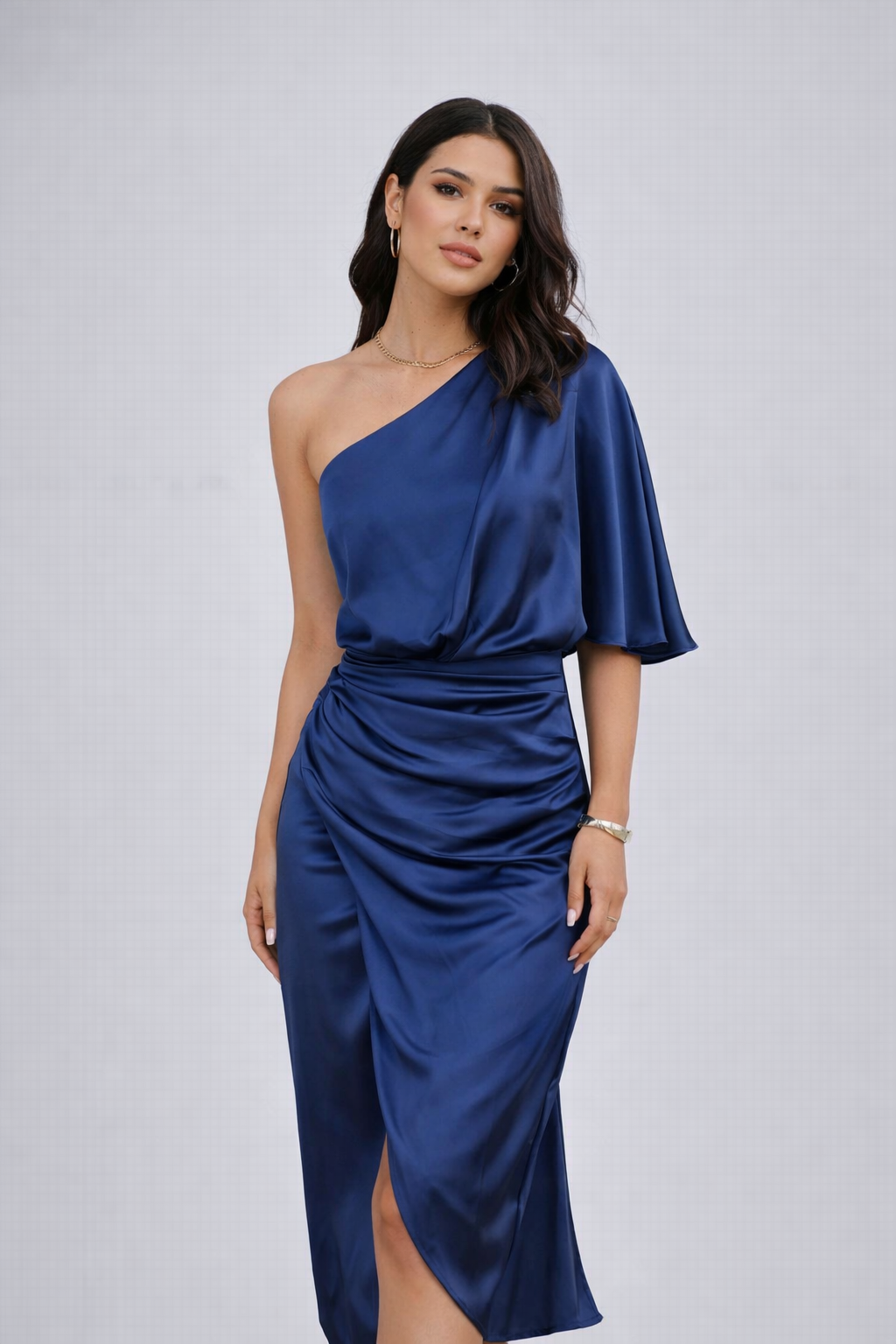Sterre Jurk met plissé rok en één mouw voor dames