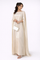 Kaftan jurk met luchtige cape mouwen crème front view
