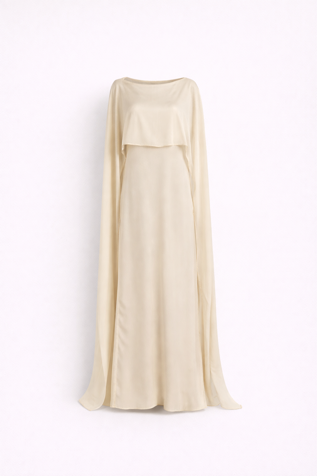 Kaftan jurk met luchtige cape mouwen crème side view