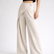 Solene Pantalon wide fit asymmetrische snit met strik detail voor dames