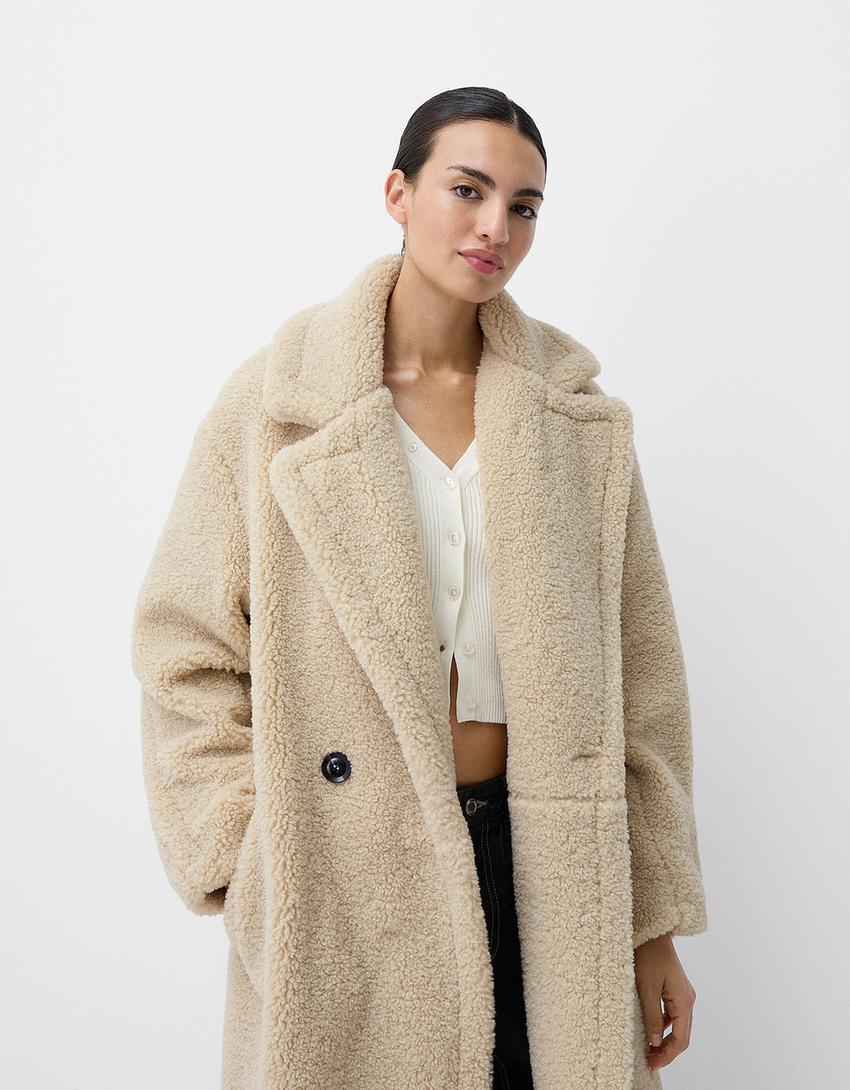 Cynthia | Dames Jas Winter - Zachte Oversized Teddyjas met Double-Breasted Look 1