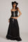 Black ruffled two-piece set with hat front view