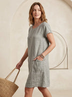Dames jurk A-lijn silhouet pullover knoopsluiting