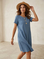 Dames jurk A-lijn silhouet pullover knoopsluiting