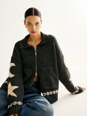 Lofa Cardigan met jacquard patroon stretch en revers voor dames