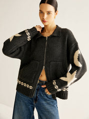 Lofa Cardigan met jacquard patroon stretch en revers voor dames