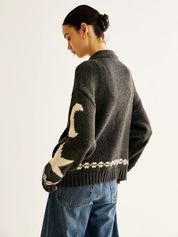 Lofa Cardigan met jacquard patroon stretch en revers voor dames