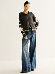 Lofa Cardigan met jacquard patroon stretch en revers voor dames