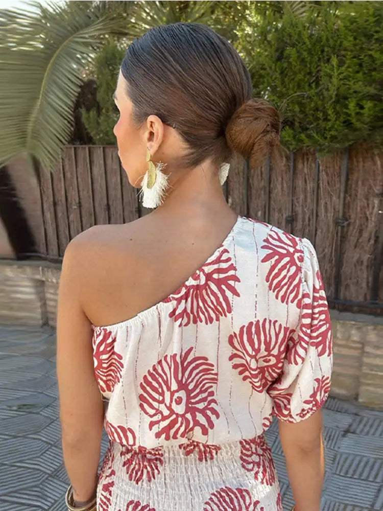 Eén Schouder Damesjurk Rood | Dames Jurken Zomer 3