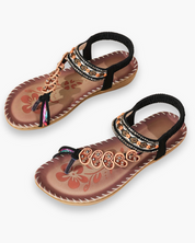 Lena Slippers met open teen, enkelbandje en platte zool voor dames