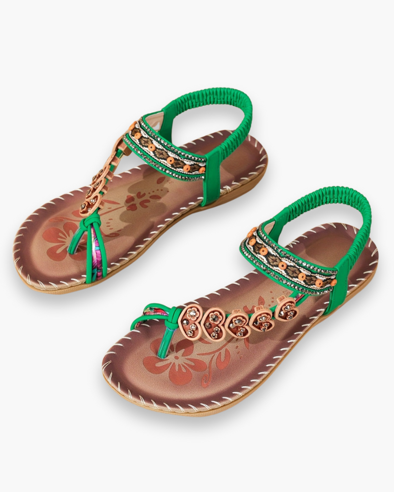 Lena Slippers met open teen, enkelbandje en platte zool voor dames