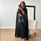 Kaftan jurk met luchtige cape mouwen zwart model shot