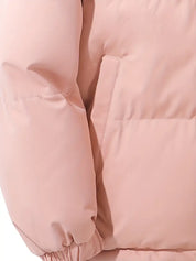 Puffer jacket with hood pink sleeve detail