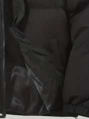 Puffer jacket with hood black zipper detail