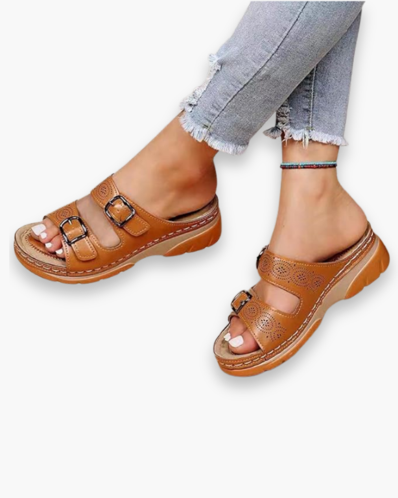 Inès platte sandalen met open bandjes en ademend voetbed voor dames