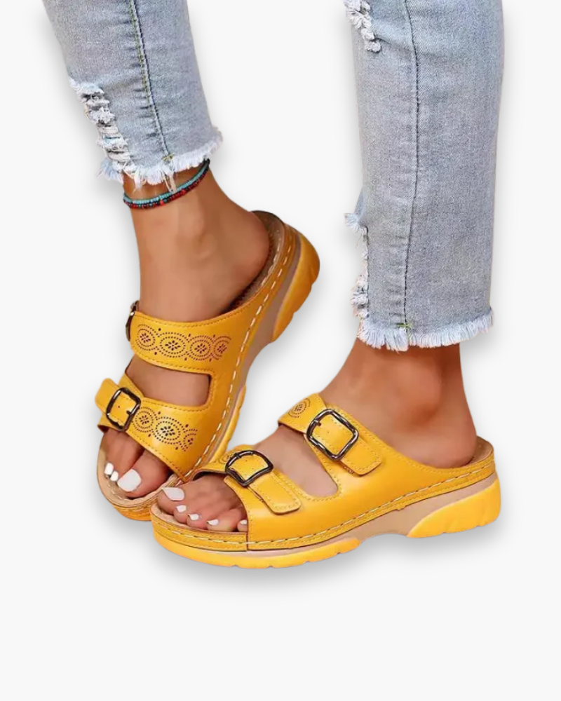 Inès platte sandalen met open bandjes en ademend voetbed voor dames